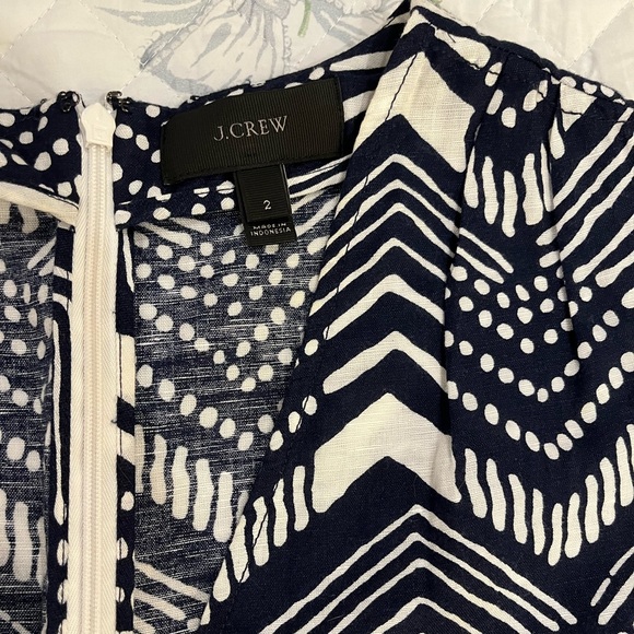 J. Crew Linen Cotton V-Neck Zig Zag Sleeveless Jumpsuit size 2 - Picture 5 of 12